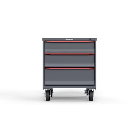 Strong Hold 3 drawer cabinet - (1x 6in, 1x 7in, 1x 9in) - Red accents - Keyed Different S3036-PCDAS-0303DS