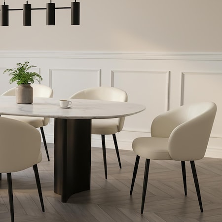 Manhattan Comfort Looma Metal Vegan Leather Side Chair in Ivory - Set of 2 DC1530-3