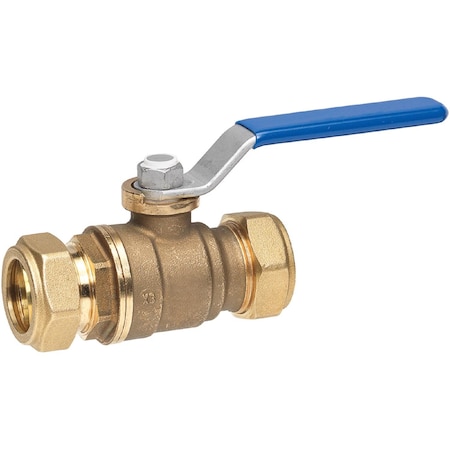 Mueller Industries Homewerks 3/4 in. Brass Compression Ball Valve Standard Port Quarter-Turn Lever For Potable Water 111-1-34