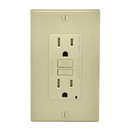 Leviton Decora 15 amps 125 V Ivory AFCI/GFCI Dual Function Outlet 5-15R AGTR1-I