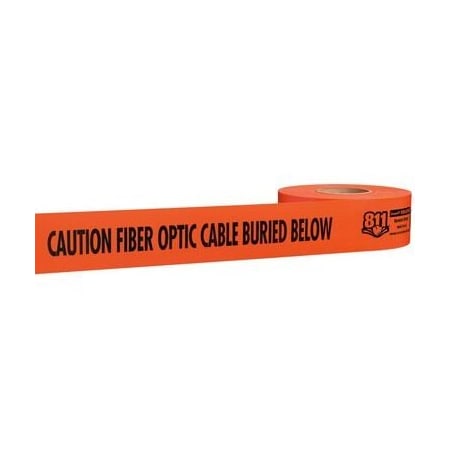 Empire Level CAUTION FIBER OPTIC CABLE BURIED BELOW -Non Detectable Orange Utility 811 Tape 3in x 1000ft 22-435