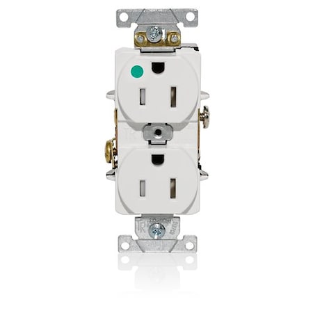 Leviton Duplex Receptacle, 15A, White, 125V T8200-W