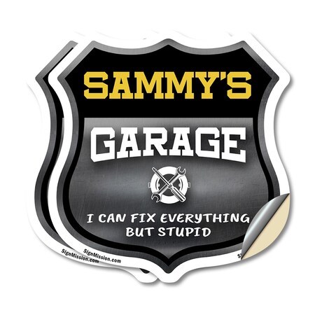 Signmission Sammy's Garage I Can Fix Everything But Stupid, 4 inch X 4 inch, Vinyl Decal, 2PK SHI-D-2PACK-4-490-SAMMY