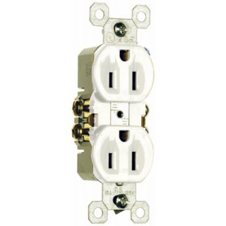Legrand Duplex Straight Blade Receptacle, 5-15R, 15 A, 125V AC, 2 Pole, 3 Wire 3232WU