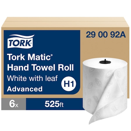 Tork Hardwound Paper Towel Roll, 2 Ply, Continuous Roll Sheets, 525 ft, White, 6 PK 290092A