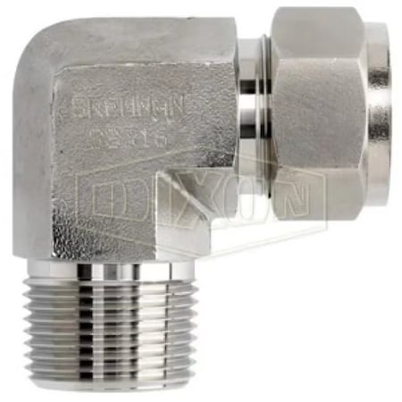 Dixon The Right Connection Instrumentation Elbow, 3/8 in x 3/8-18, Tube x MNPT, 316 SS, Domestic 6-DME-6