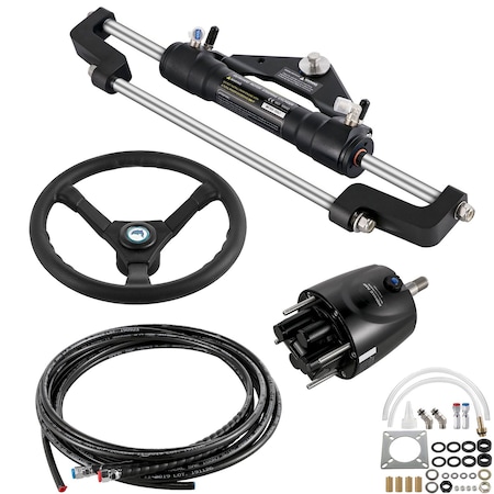 Vevor Hydraulic Boat Steering Kit Hydraulic Steering, 300HP Helm Pump, Cylinder, Wheel HK6324A-3 Hydraulic Outboard Boat Steering Kit