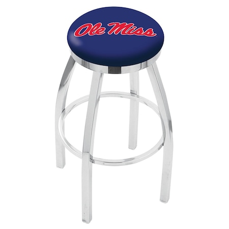 Holland Bar Stool Co 36" Chrome Ole' Miss Swivel Bar Stool, Accent Ring L8C2C36MssppU