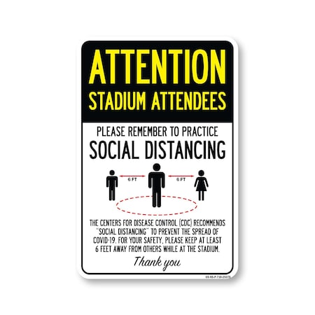 Signmission PSA, Stadium Attendees Practice Social Distancing, 10in X 7in Rigid Plastic, OS-NS-P-710-25376 OS-NS-P-710-25376