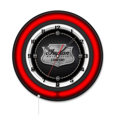 Holland Bar Stool Indian Motorcycle Metal Shield 16 Double Neon Wall Clock Clk19BK