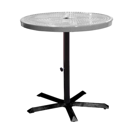 Leisure Craft 36" Round Perforated Pedestal Table, Portable, 40"H, Granite 36TAB40-GRANITE