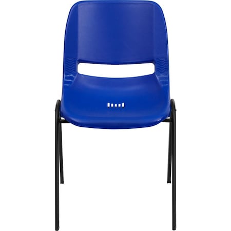 Flash Furniture Stack Chair, Plastic, Blue, Ergonomic Shell RUT-EO1-BL-GG