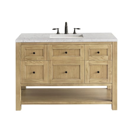 James Martin Vanities Breckenridge 48'' S Vanity, Light Natural Oak w/ Jasmine Pearl Top w/FreePower Wireless Charger 330-V48-LNO-FEJP