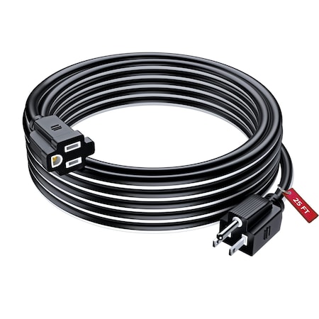 Maximm 25ft 16AWG SJTW Extension Cord, Black/White C-bk-wh-P-bk-I-wh-25ft