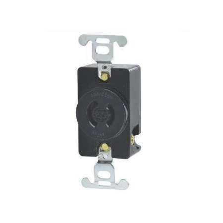 Leviton Locking Receptacle, L2-20R, 20 A, 250V AC, Single Phase, 2 Pole, Flush Mount, Screw Terminals 7210-B
