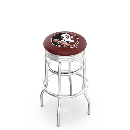 Holland Bar Stool Co 25" Chrome 2-Ring Florida State Head Swivel Bar Stool, Accent Ring L7C3C25FSU-HD