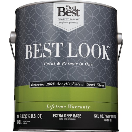Do It Best 100% Acrylic Latex Prem Paint & Primer In One Semi-Gloss Exterior House Paint Extra Deep Base 1 Gal. HW40W0803-16