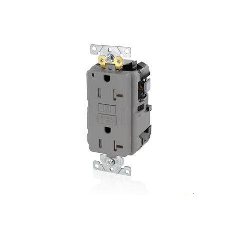 Leviton Lev-Lok GFCI 20A TR/PI Ind Gr Gray MGFT2-GY