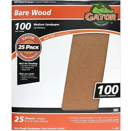 Gator 3276 Sanding Sheet, 11 in L, 9 in W, 100 Grit, Garnet Abrasive 4227