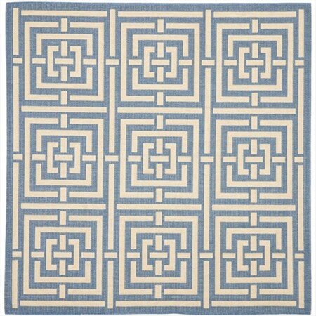 Safavieh 6 ft. -7 in. x 6 ft. -7 in. Square Indoor-Outdoor Courtyard- Blue and Bone- Machine Made Rug CY6937-23-7SQ