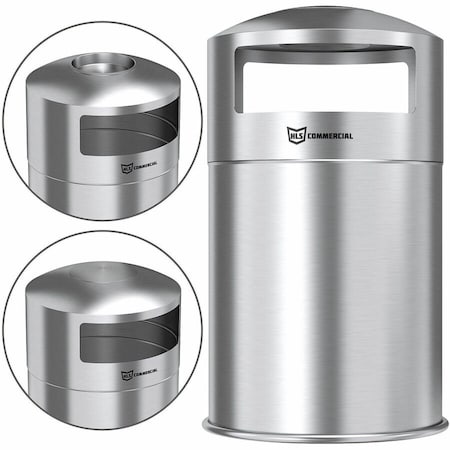 Hls Commercial 50 gal Round Outdoor Can, Silver, Open Top, Stainless Steel, 21.7 in HLS50DSO
