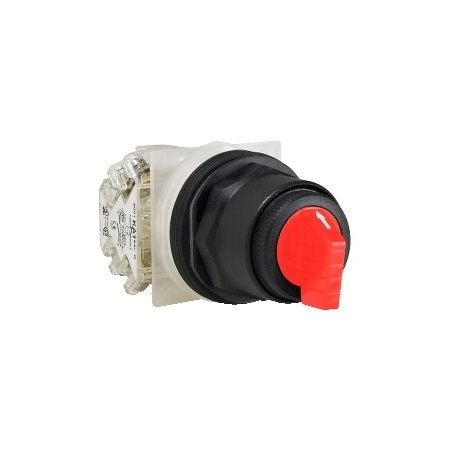 Square D Illuminated selector switch, Harmony 9001SK, plastic, standard handle, red, 30mm, 3 positions, stay put, 24-28V, 2 C/O 9001SK43J35RH2