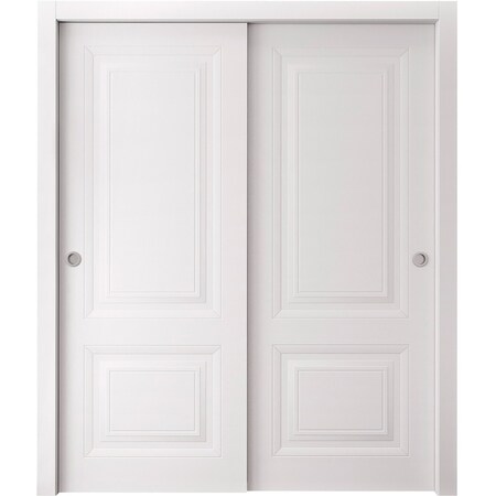 Sartodoors Sliding Closet Bypass Doors 36 x 80 inches, BASIC 9422 White, Rails Hardware Set, Wood Solid Bedr BASIC9422DBD-SKIN-36