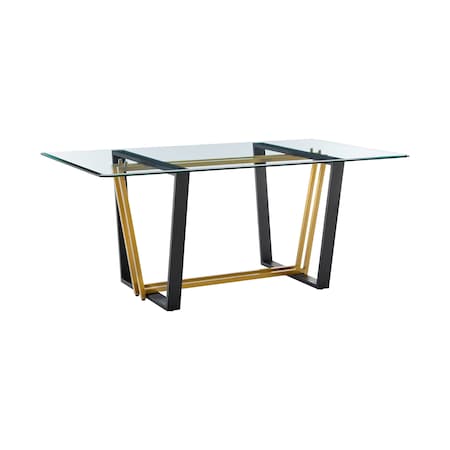 Homeroots 72" Clear And Gold Glass And Iron Sled Base Dining Table 569431