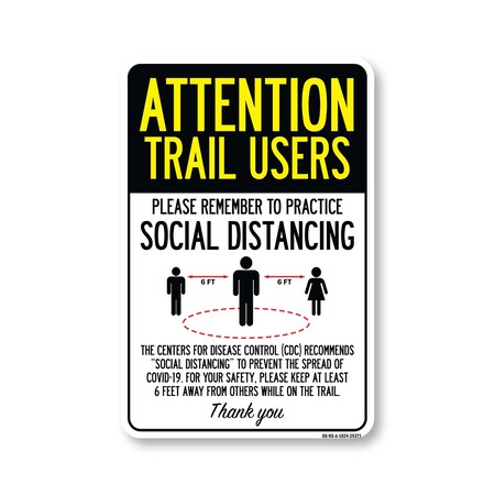 Signmission Public Safety, Trail Users Practice Social Distancing, 24in X 18in Aluminum, OS-NS-A-1824-25371 OS-NS-A-1824-25371