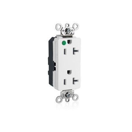 Leviton Hospital Grade Decora Receptacle, 20 Amp, 125 Volt MT163-HGW