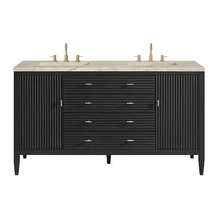 James Martin Vanities Myrrin 60" Double Vanity, Carbon Oak, w/ 3 CM Tajnar Eclos Top w/FreePower Wireless Charger 485-V60D-CBO-FTJR