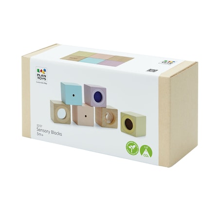 Plantoys Wooden Sensory Blocks, 6-Piece Set 5257