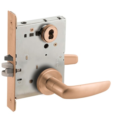 Schlage Grade 1 Mortise Classroom Lock, SFIC Prep Less Core, 07 Lever, A Rose, Satin Bronze Clear Coated Fi L9070B 07A 612