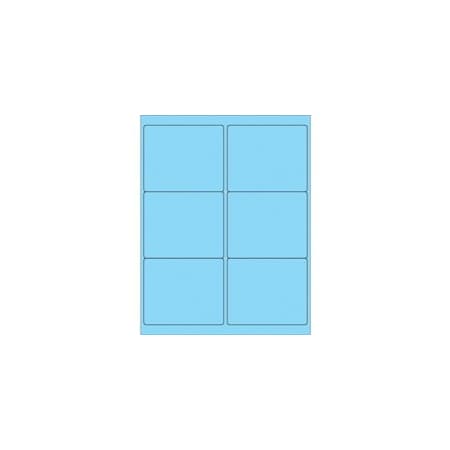 Bubblefast 4 x 3 1/3'' Fluorescent Pastel Blue Rectangle Laser Labels-6 Labels per Sheet BFLL180BE
