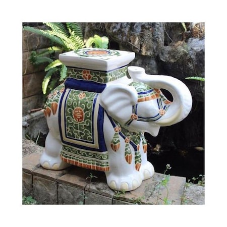 International Caravan Porcelain Elephant Stool, White Mix - Large VHO16A-C-LG-125
