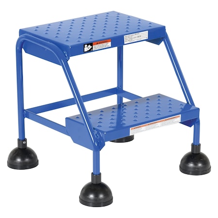 Vestil 18.5 H Steel Commercial Spring Loaded Rolling Ladder, 2 Steps LAD-2-B-P