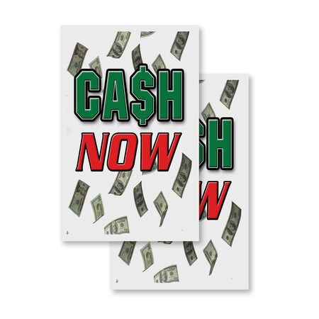 Signmission Cash Now, Vinyl Decals Only 24 Inch x 36 Inch, Vinyl Decal, 2PK DSB-2436-2PACK-Cash Now
