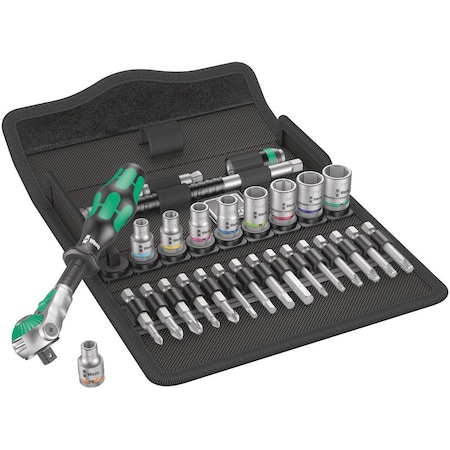 Wera 8100 SA 9 Zyklop Speed Ratchet Set, 1/4 in drive, imperial, 28 pieces 5004019001
