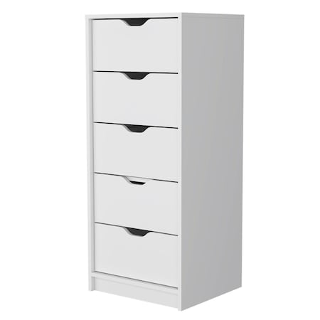 Homeroots 18" White Five Drawer Dresser 518027