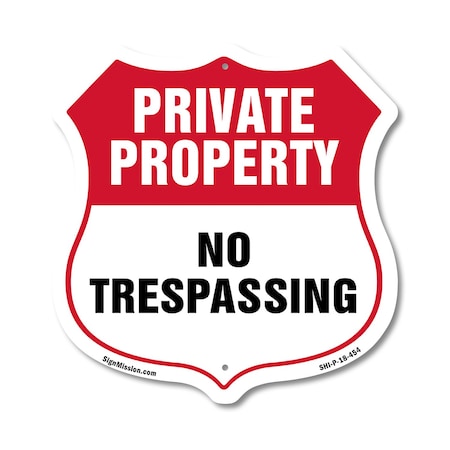 Signmission Private Property Shield Sign No Trespass, 18 Inch X 18 Inch, Plastic Sign SHI-P-18-454