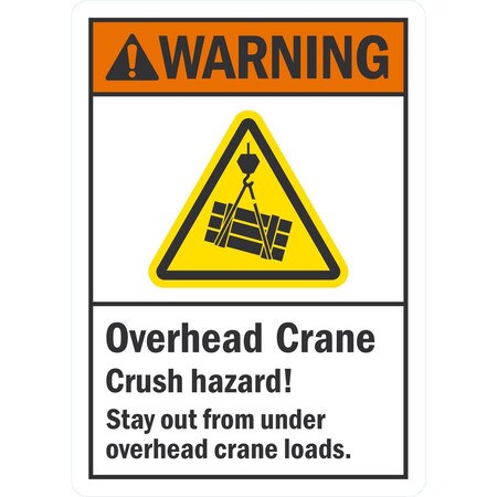Lyle Danger Overhead Crane, Crush Hazard! Stay Out From, 12x18, Non-Reflective, White G-4845-NA_12x18
