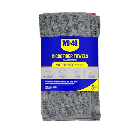 Wd-40 Multipurpose Microfiber Towel - Gray Color, 3PK L40132