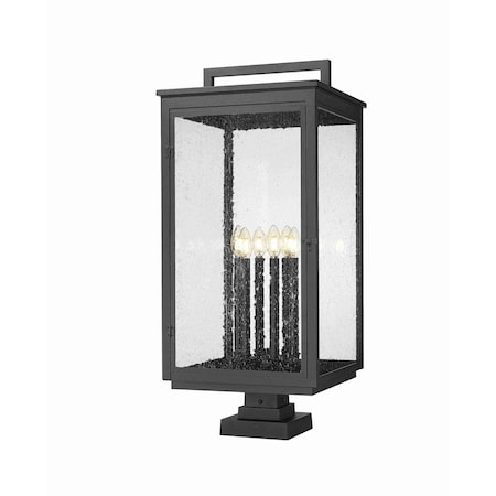 Z-Lite Hartwell 6-Light Outdoor Pier Mounted Fixture, 15 in W x 34 H, Sand Black 5019PHXXLS-SQPM-BK