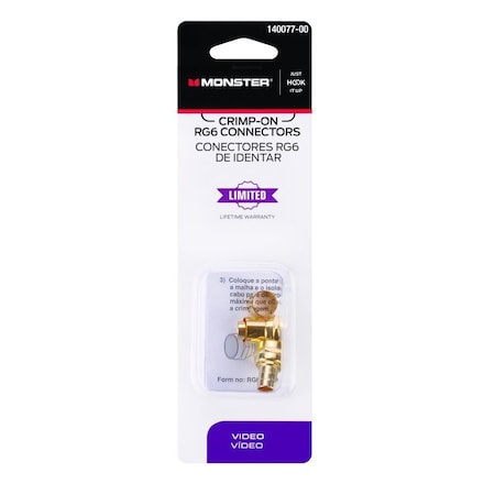 Monster Cable Just Hook It Up Crimp-On RG6 Coaxial Connector, 2PK 140077-00