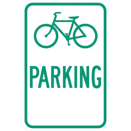 Lyle (Bicycle symbol) Parking, 12x18, High Intensity Prismatic, White G-4214-HI_12x18