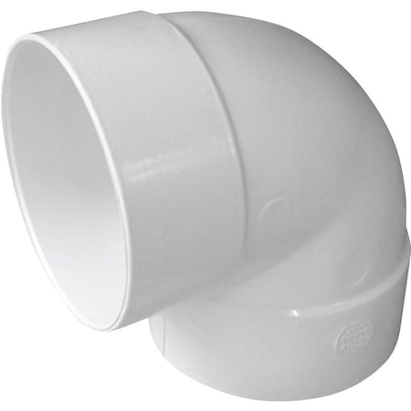 Canplas Short Turn Pipe Elbow, 4 in, Hub, 90 deg Angle, PVC, White 414154BC