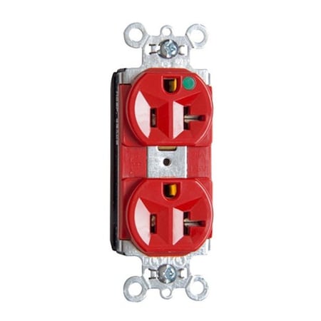 Pass & Seymour Straight Blade Receptacle, 5-20R, 20 A, 125V AC, 2 Pole, 3 Wire, Recessed Mount, Grounded PT8300HRED