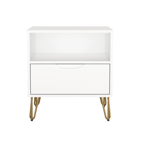 Manhattan Comfort Avira 20 in Nightstand in White (1-Drawer) NS1720-WH