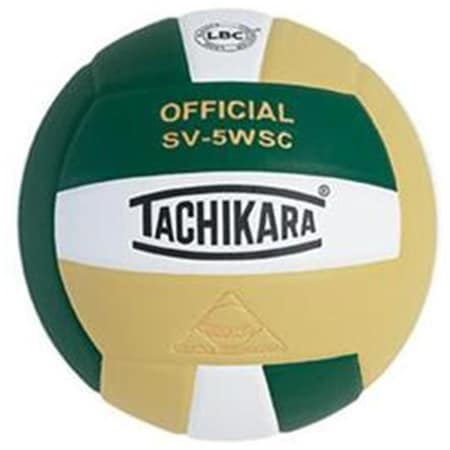 Tachikara Sensi-Tec Composite High Performance Volleyball - Dark Green-White-Vintage Gold TA489614