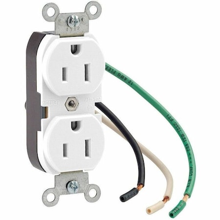 Leviton Duplex Outlet, White 20A, 125V, TR 5340-W